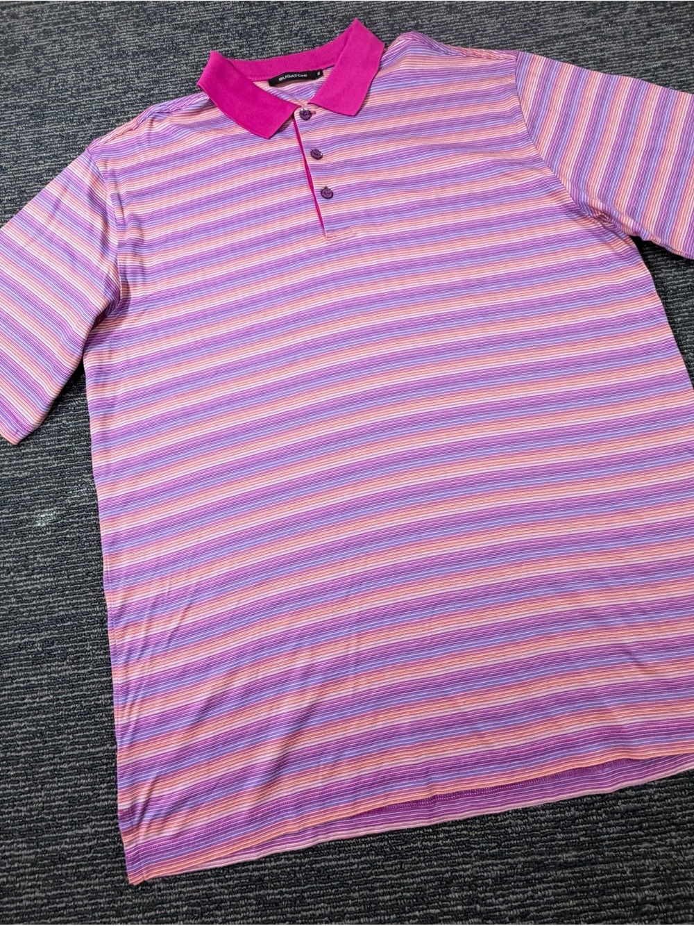 Bugatchi Pink & Purple Striped Polo
